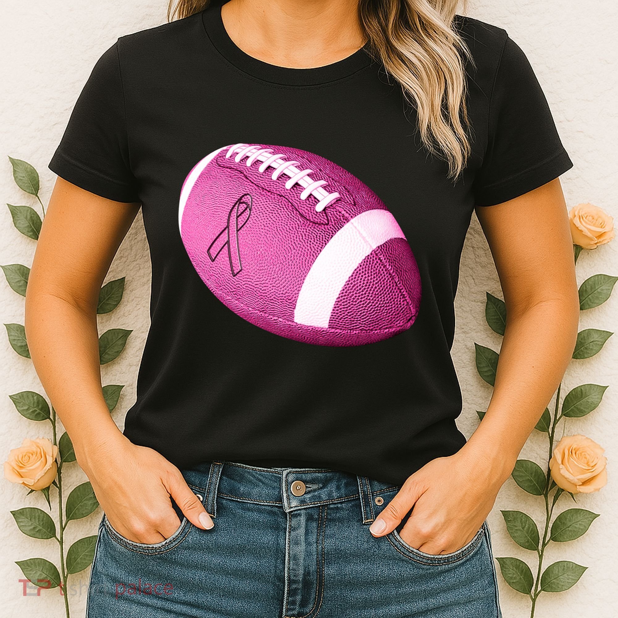 Breast Cancer Pink Football Women's T-Shirt