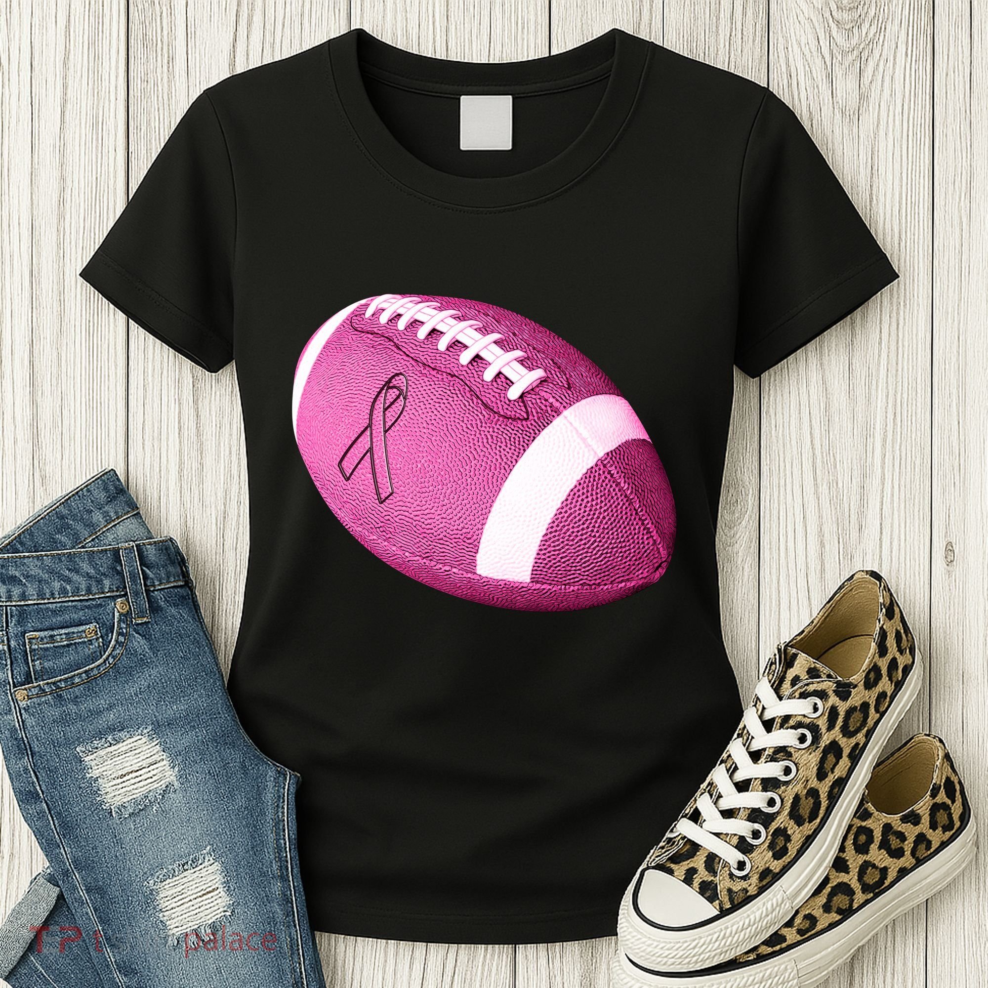 Breast Cancer Pink Football Women's T-Shirt