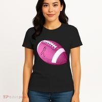 Breast Cancer Pink Football Women's T-Shirt thumb 4