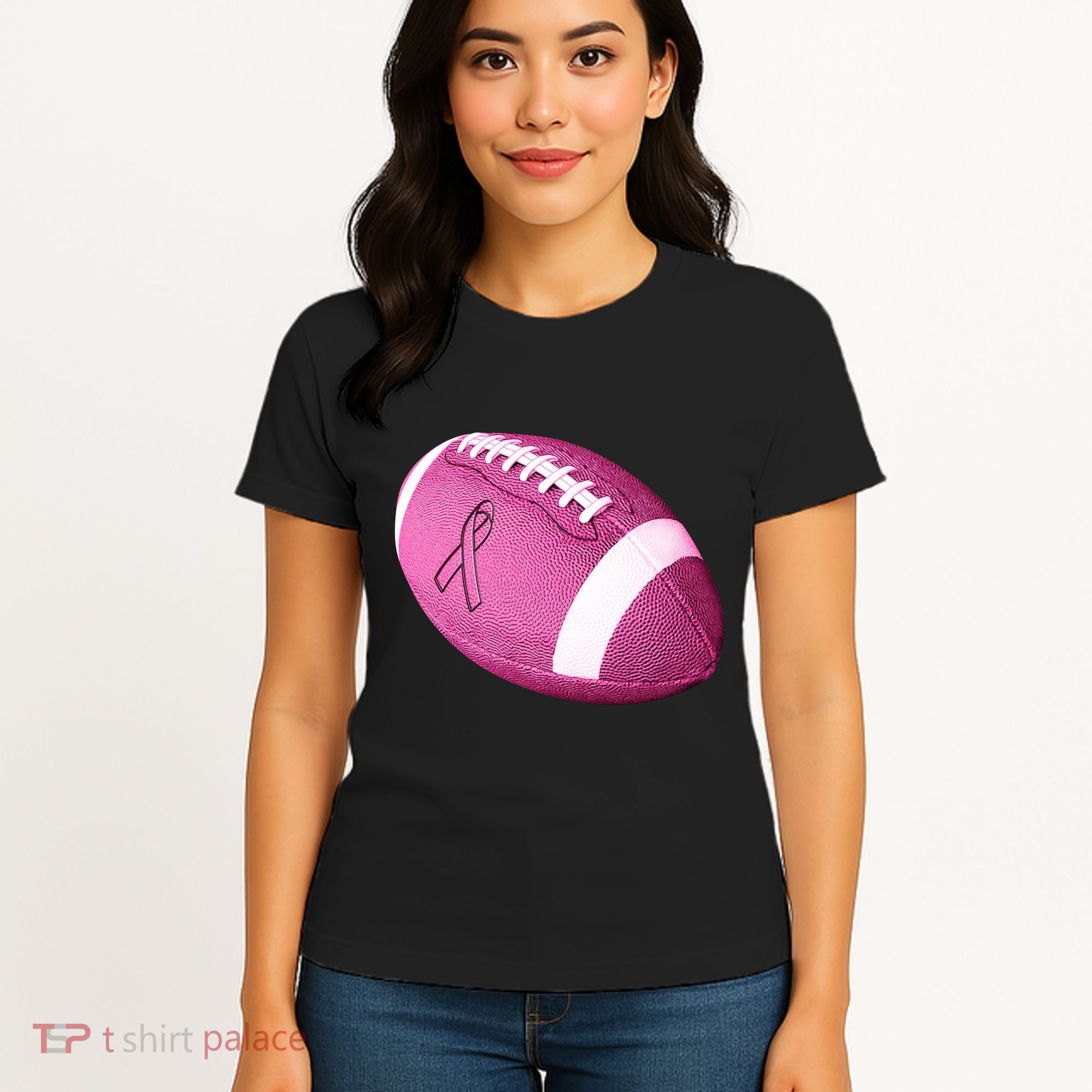 Breast Cancer Pink Football Women's T-Shirt