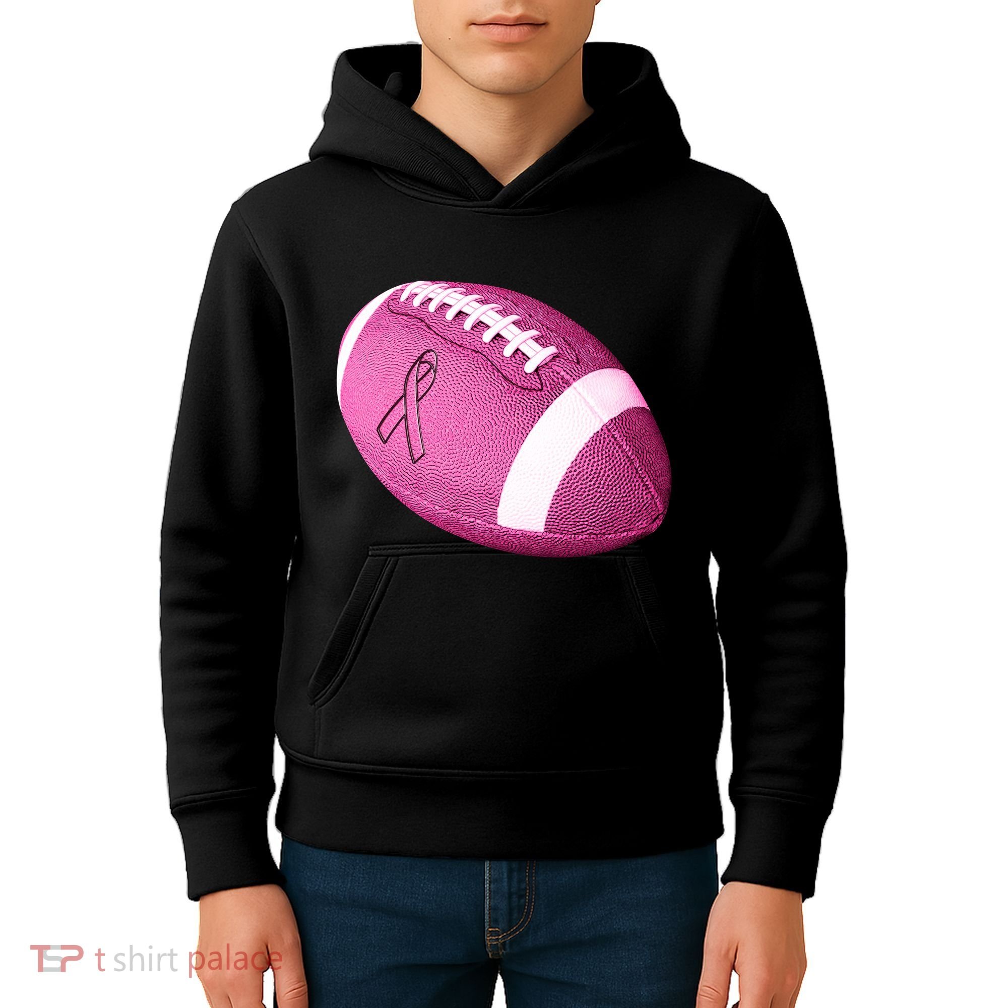Breast Cancer Pink Football Kids Hoodie