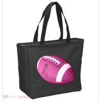 Breast Cancer Pink Football Tote Bag thumb 2