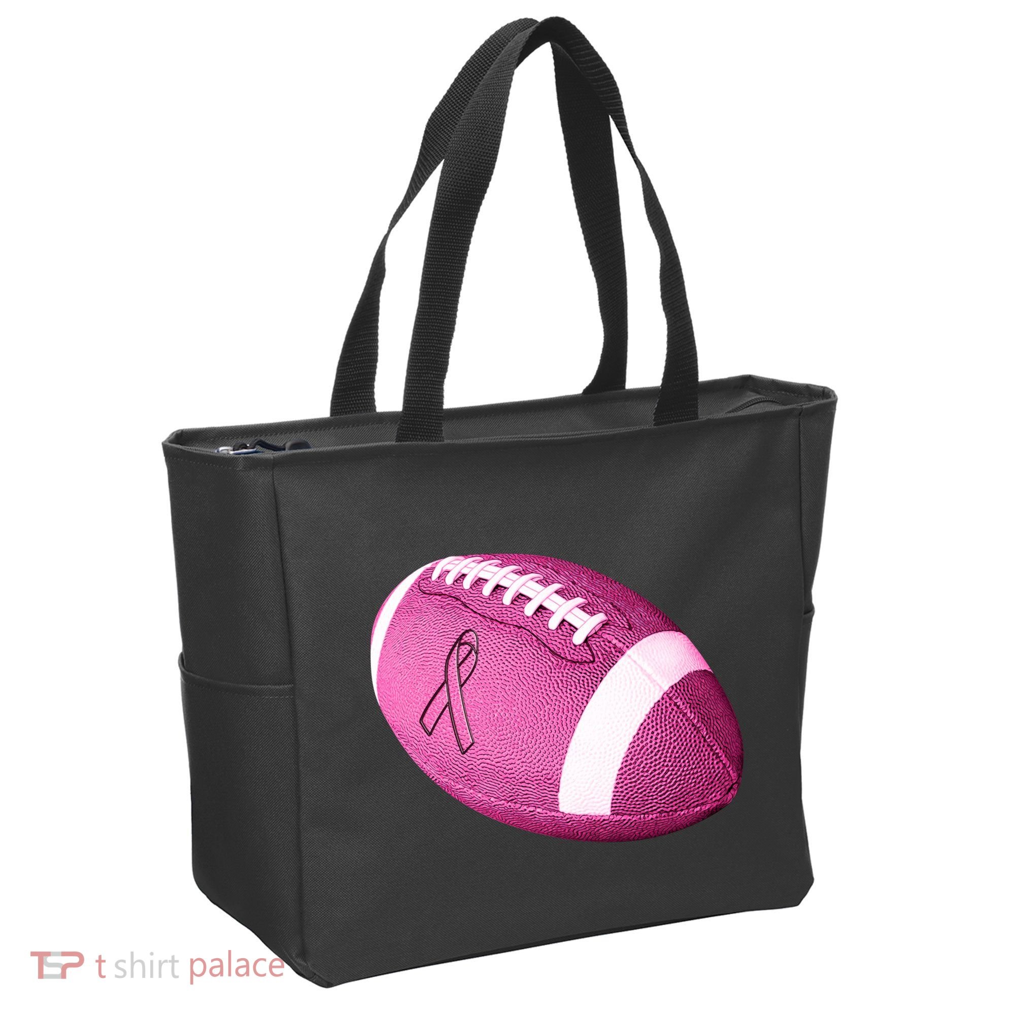 Breast Cancer Pink Football Tote Bag