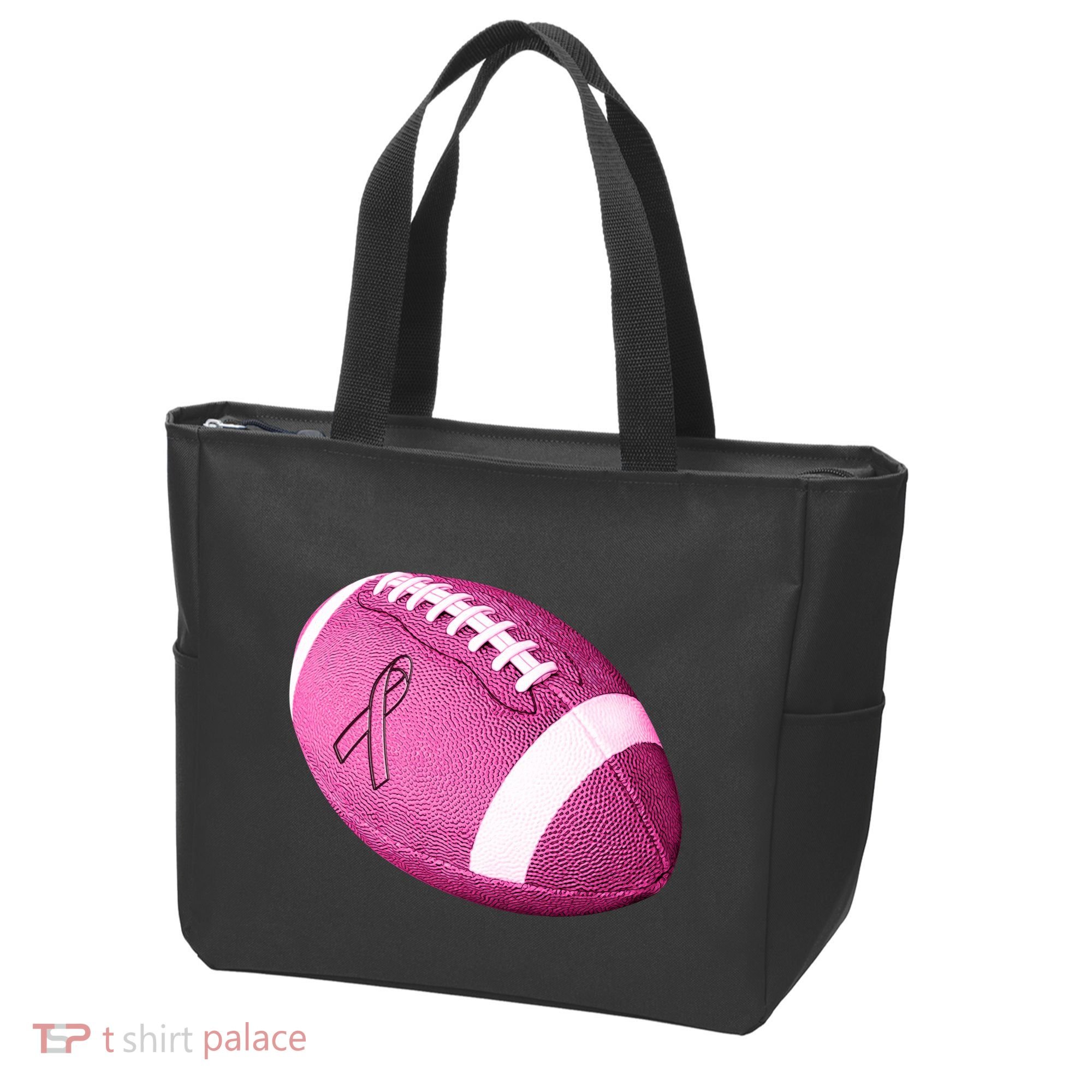 Breast Cancer Pink Football Tote Bag