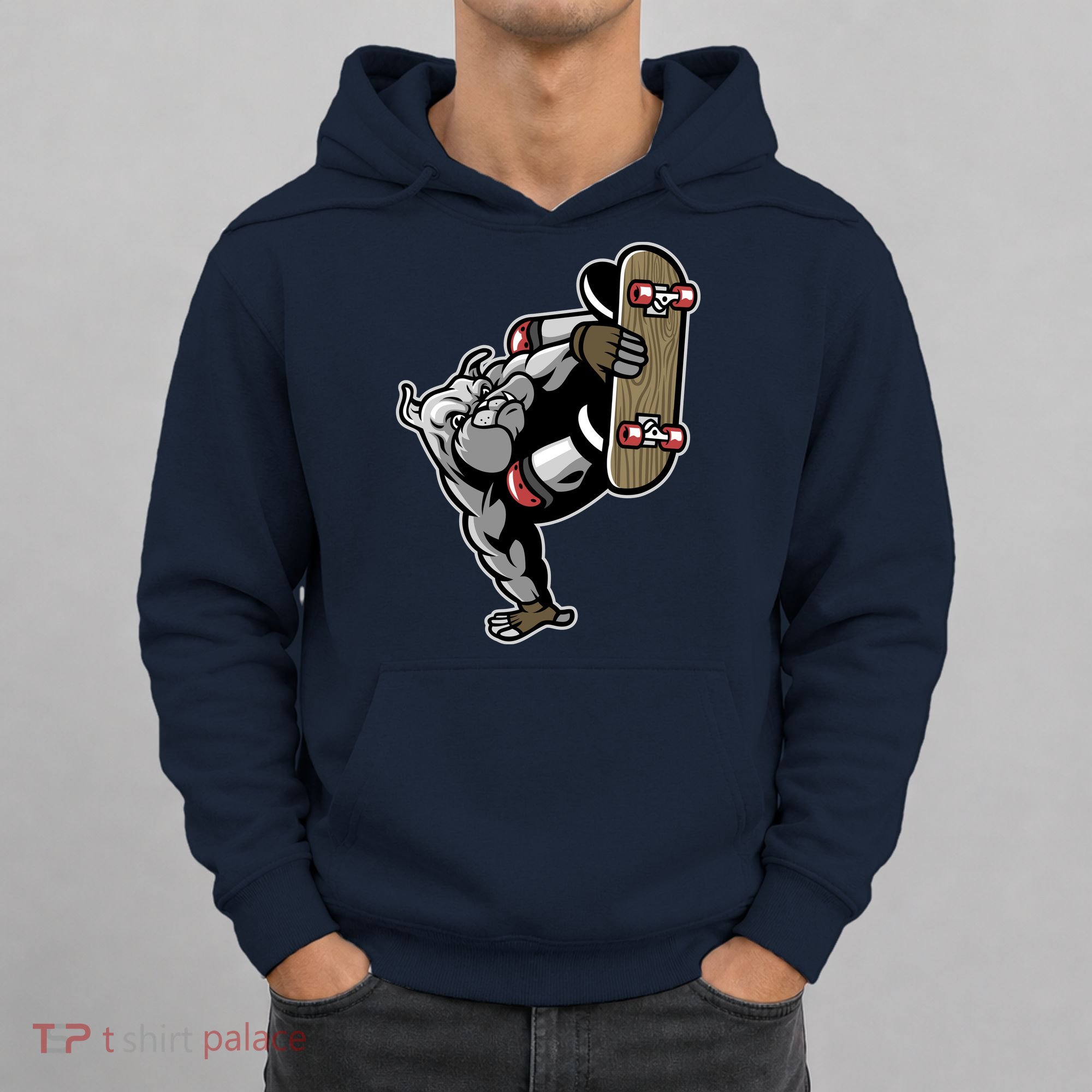 Bulldog Character Playing Skateboard Hoodie
