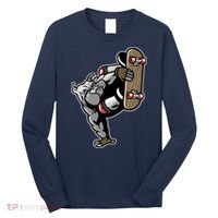 Bulldog Character Playing Skateboard Long Sleeve Shirt thumb 0