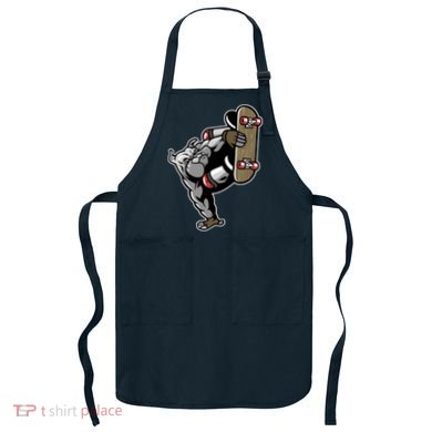 Bulldog Character Playing Skateboard Apron