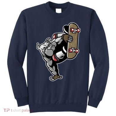 Bulldog Character Playing Skateboard Sweatshirt