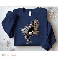 Bulldog Character Playing Skateboard Sweatshirt thumb 2