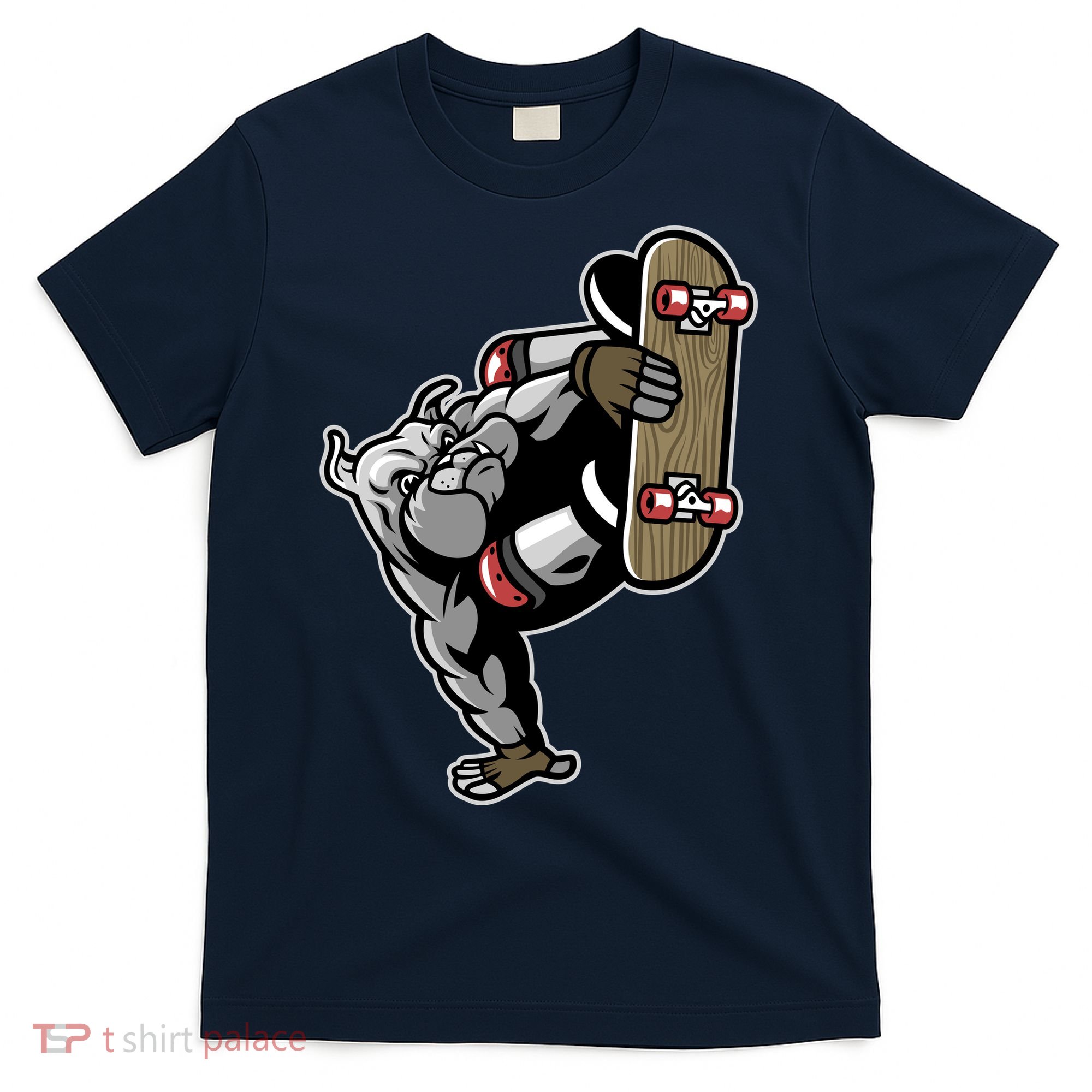 Bulldog Character Playing Skateboard T-Shirt