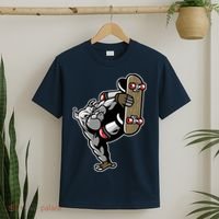 Bulldog Character Playing Skateboard T-Shirt thumb 2