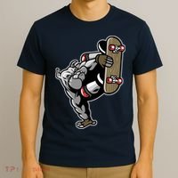 Bulldog Character Playing Skateboard T-Shirt thumb 3