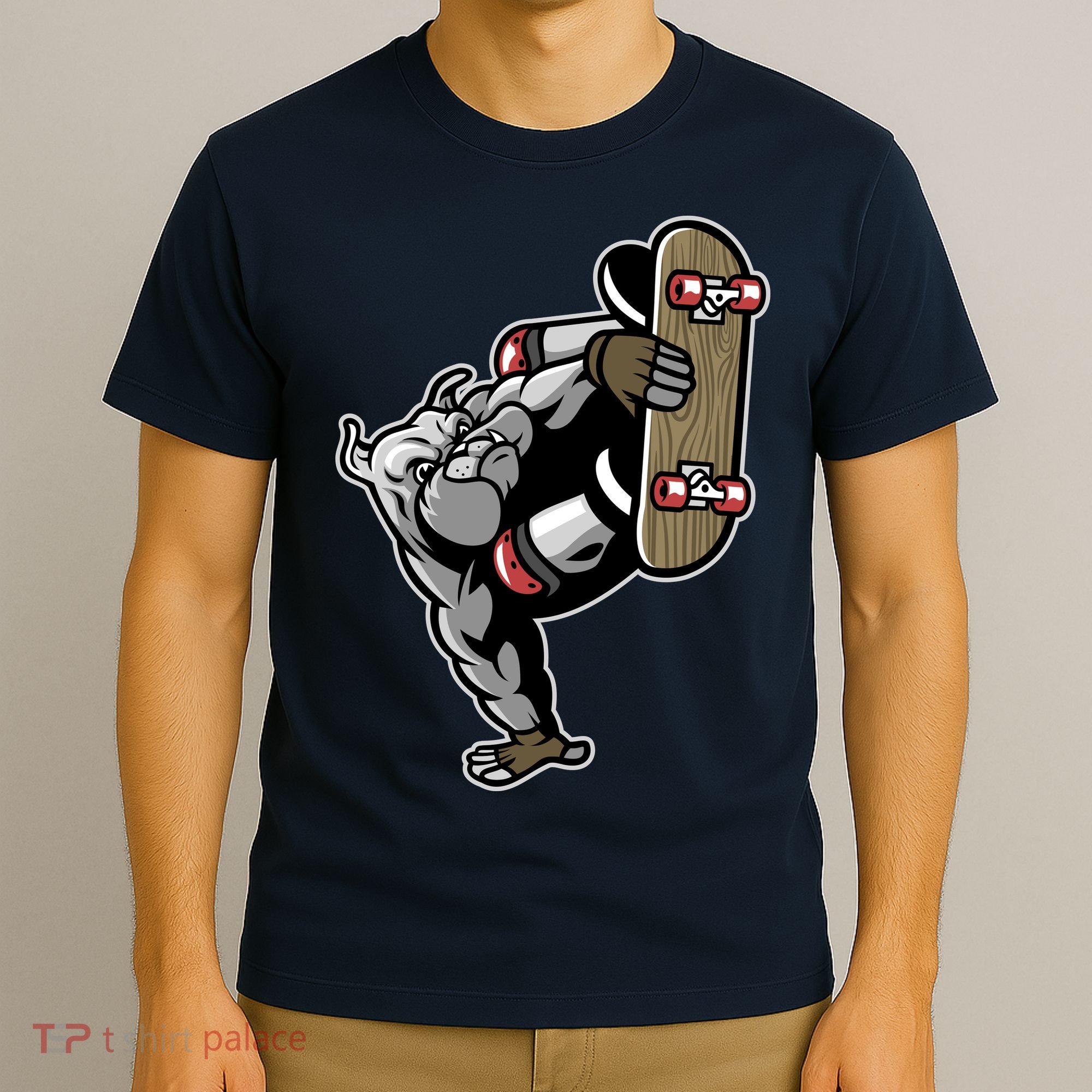 Bulldog Character Playing Skateboard T-Shirt