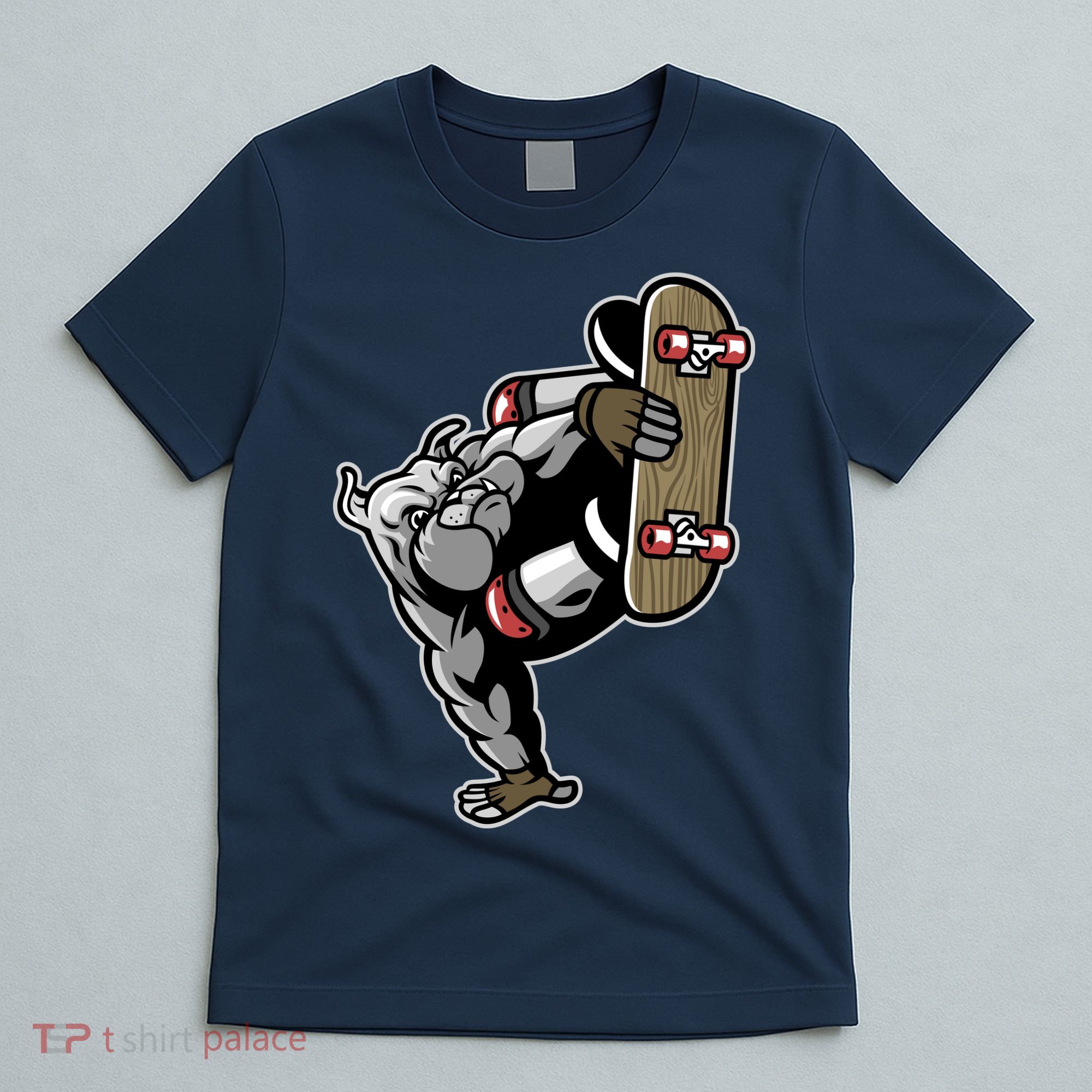 Bulldog Character Playing Skateboard T-Shirt