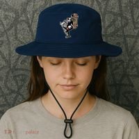 Bulldog Character Playing Skateboard Bucket Hat thumb 3