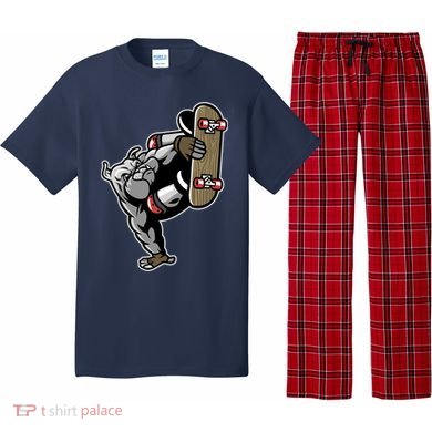 Bulldog Character Playing Skateboard Pajama Set