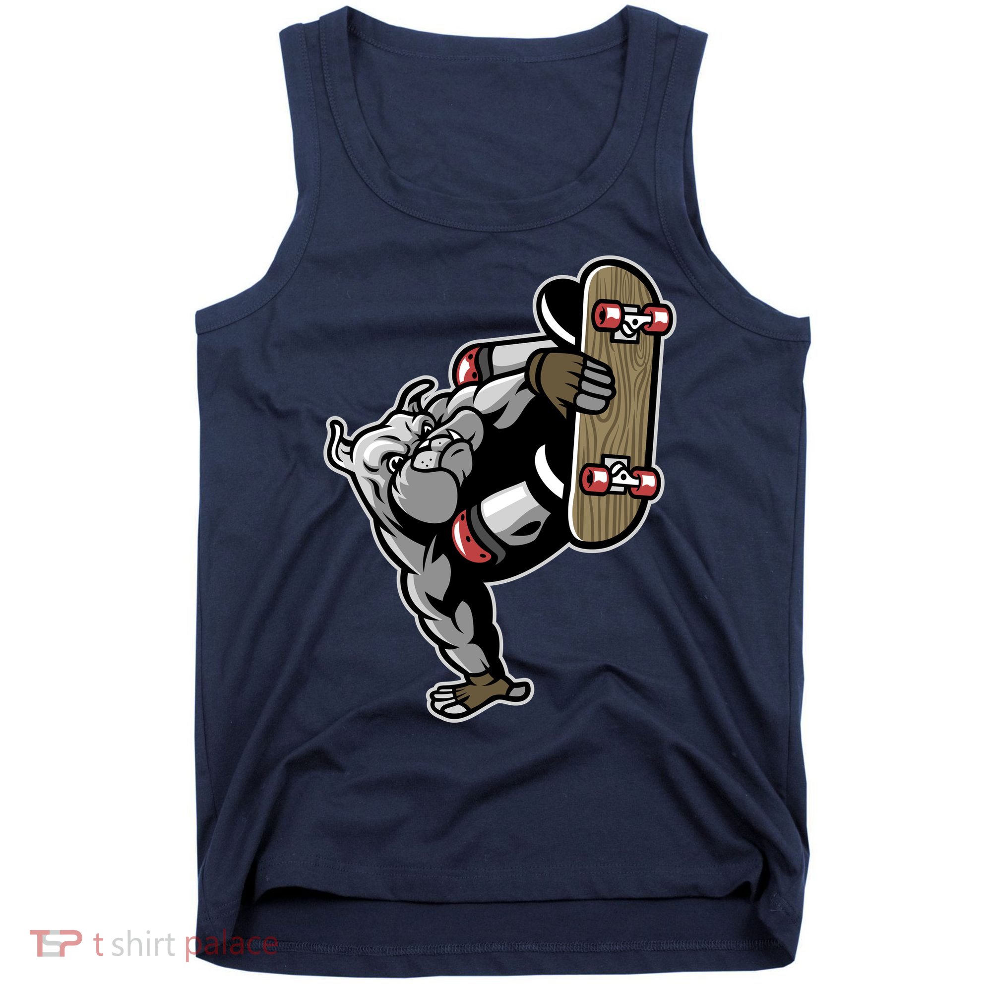 Bulldog Character Playing Skateboard Tank Top