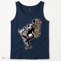 Bulldog Character Playing Skateboard Tank Top thumb 2