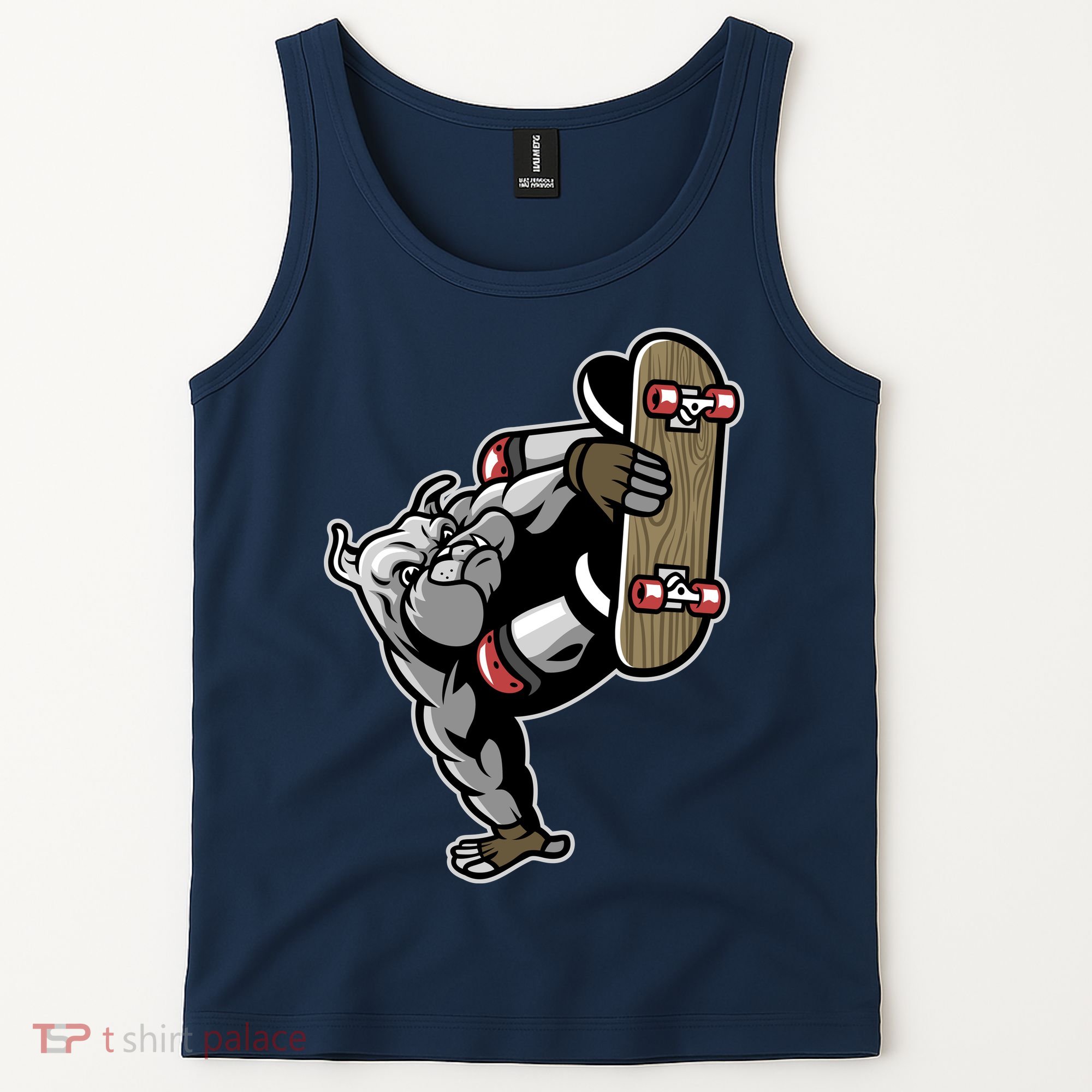 Bulldog Character Playing Skateboard Tank Top