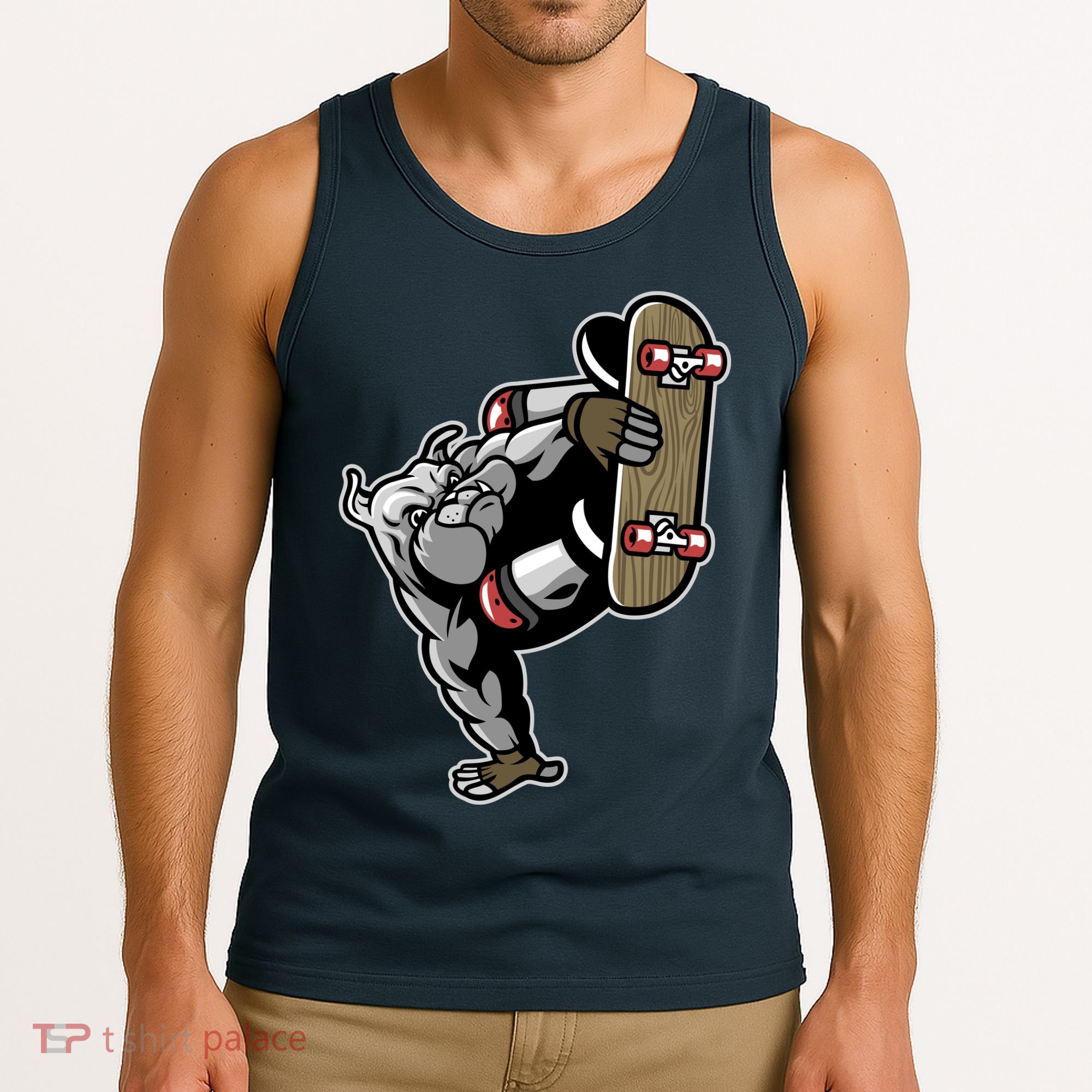 Bulldog Character Playing Skateboard Tank Top