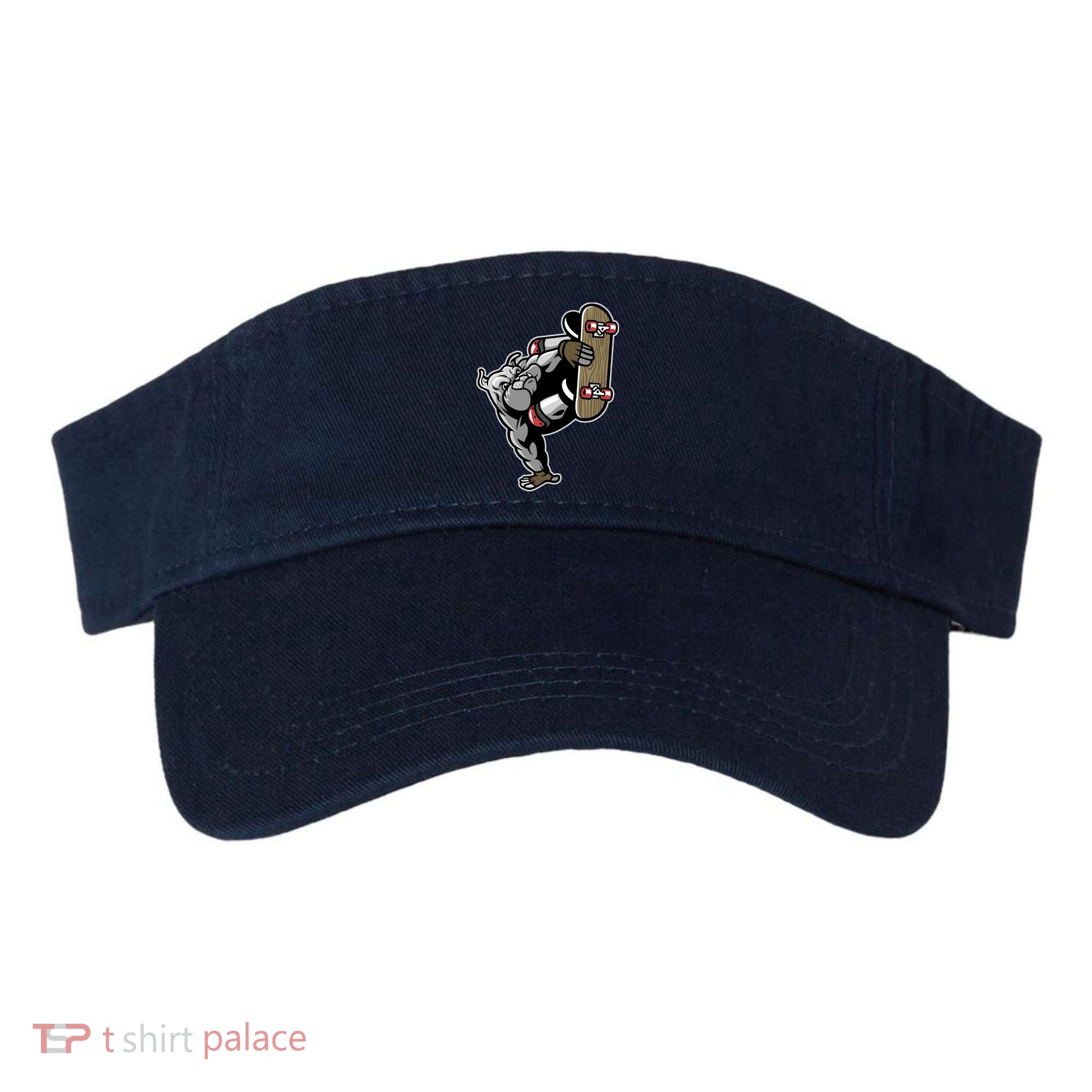 Bulldog Character Playing Skateboard Visor