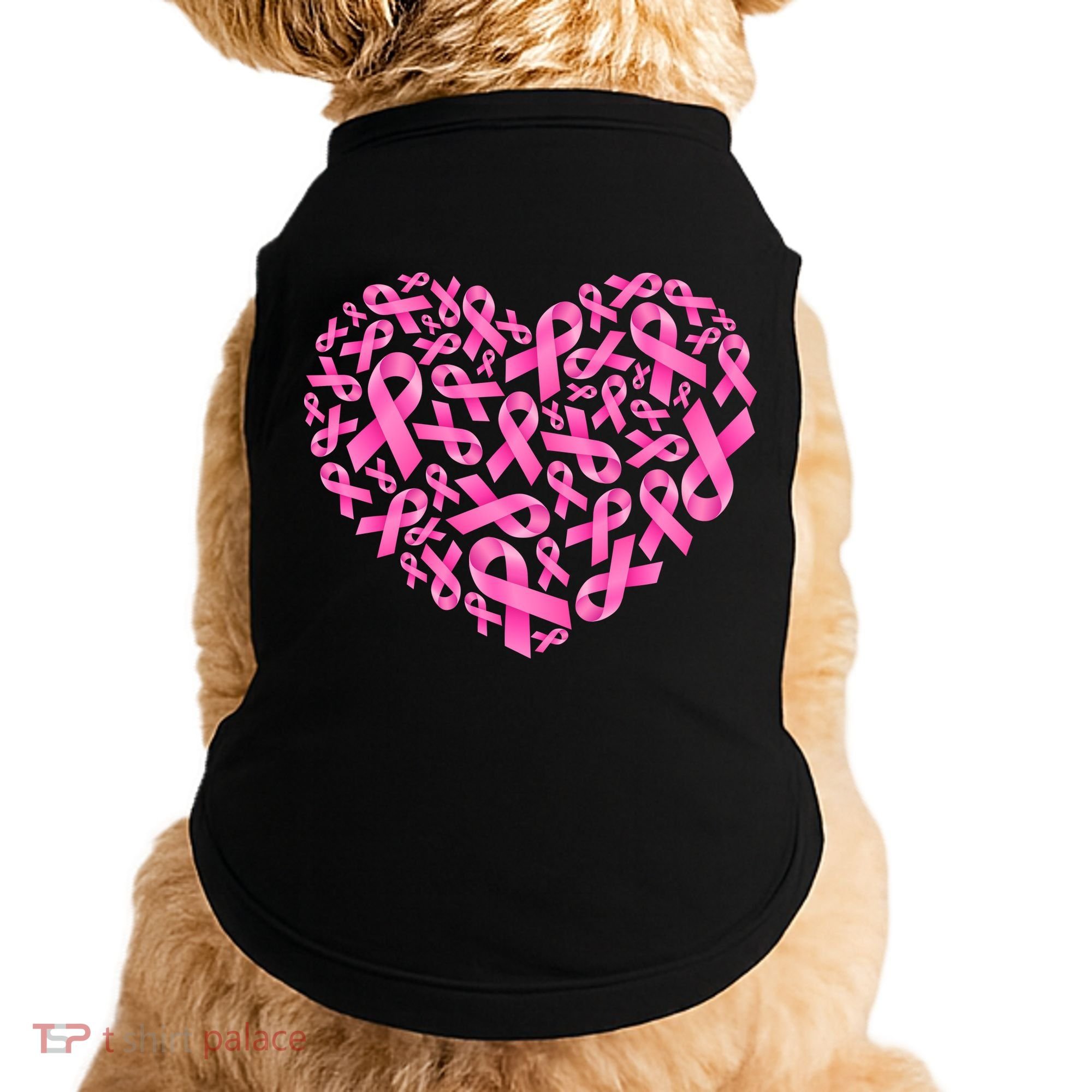 Breast Cancer Pink Ribbon Heart Doggie Tank