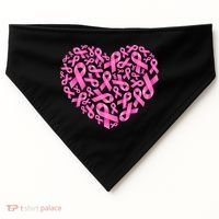 Breast Cancer Pink Ribbon Heart USA-Made Doggie Bandana thumb 0