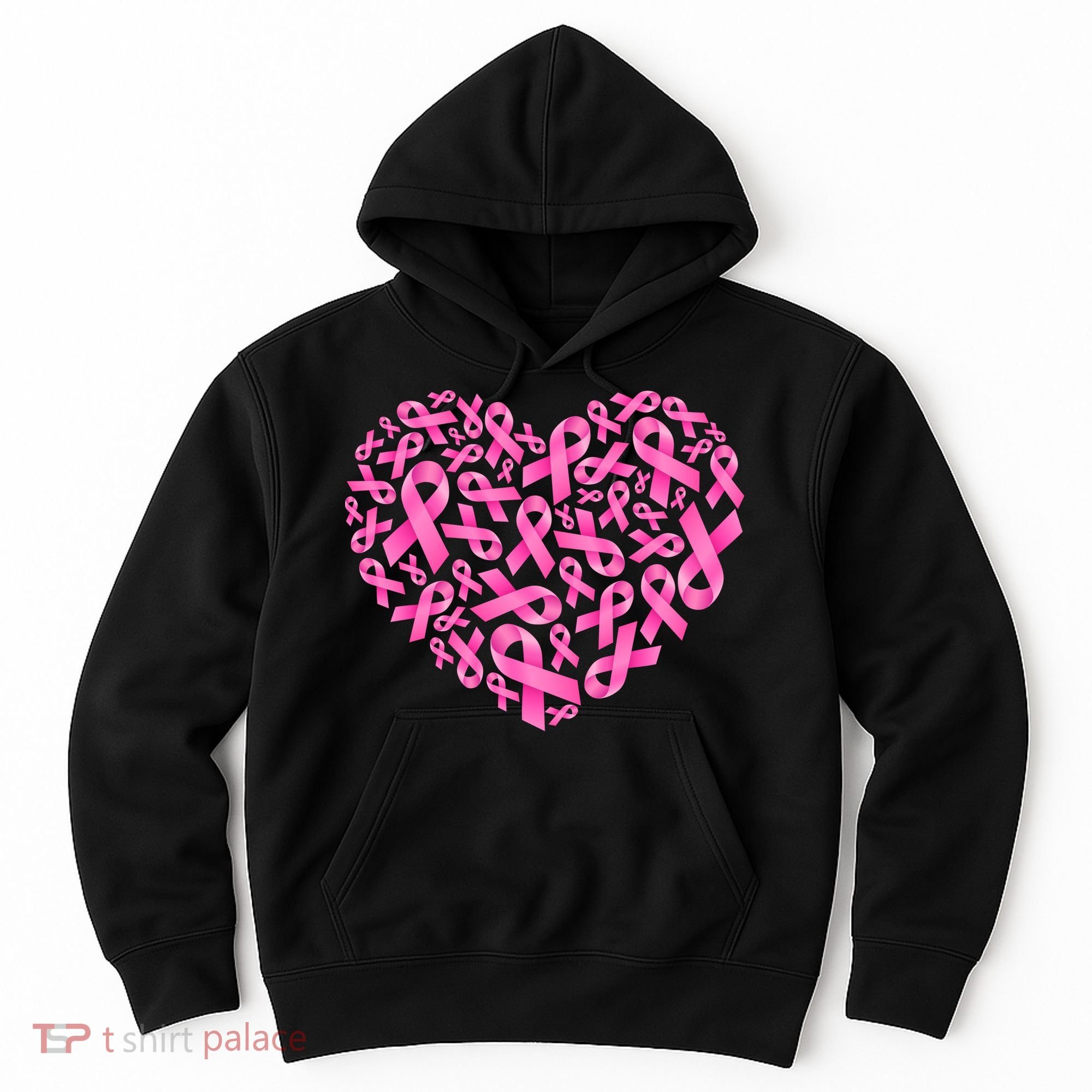 Breast Cancer Pink Ribbon Heart Hoodie