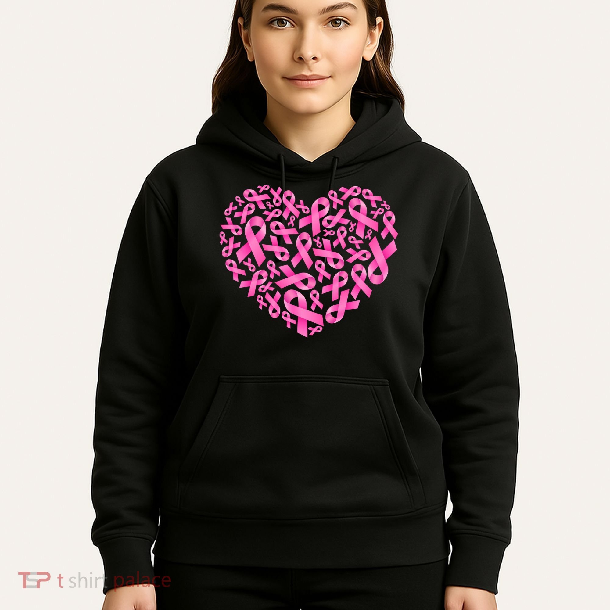 Breast Cancer Pink Ribbon Heart Hoodie
