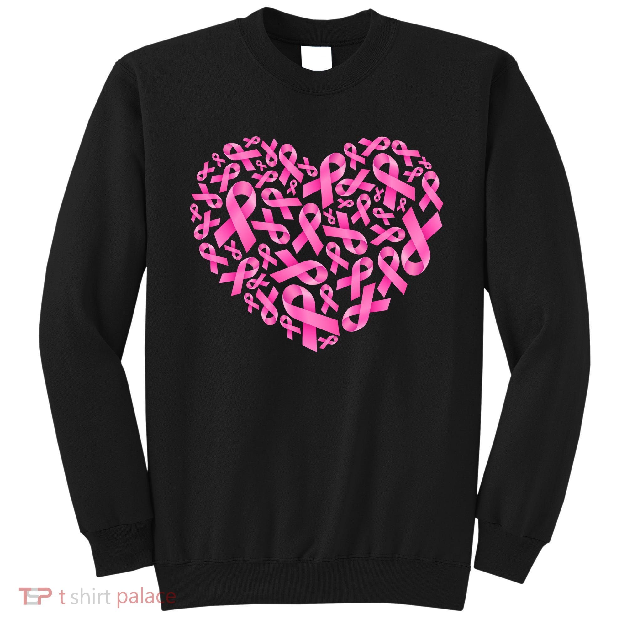 Breast Cancer Pink Ribbon Heart Sweatshirt