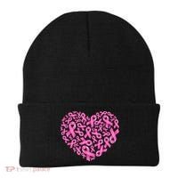 Breast Cancer Pink Ribbon Heart Beanie thumb 0