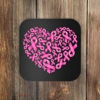 Breast Cancer Pink Ribbon Heart Coaster thumb 0