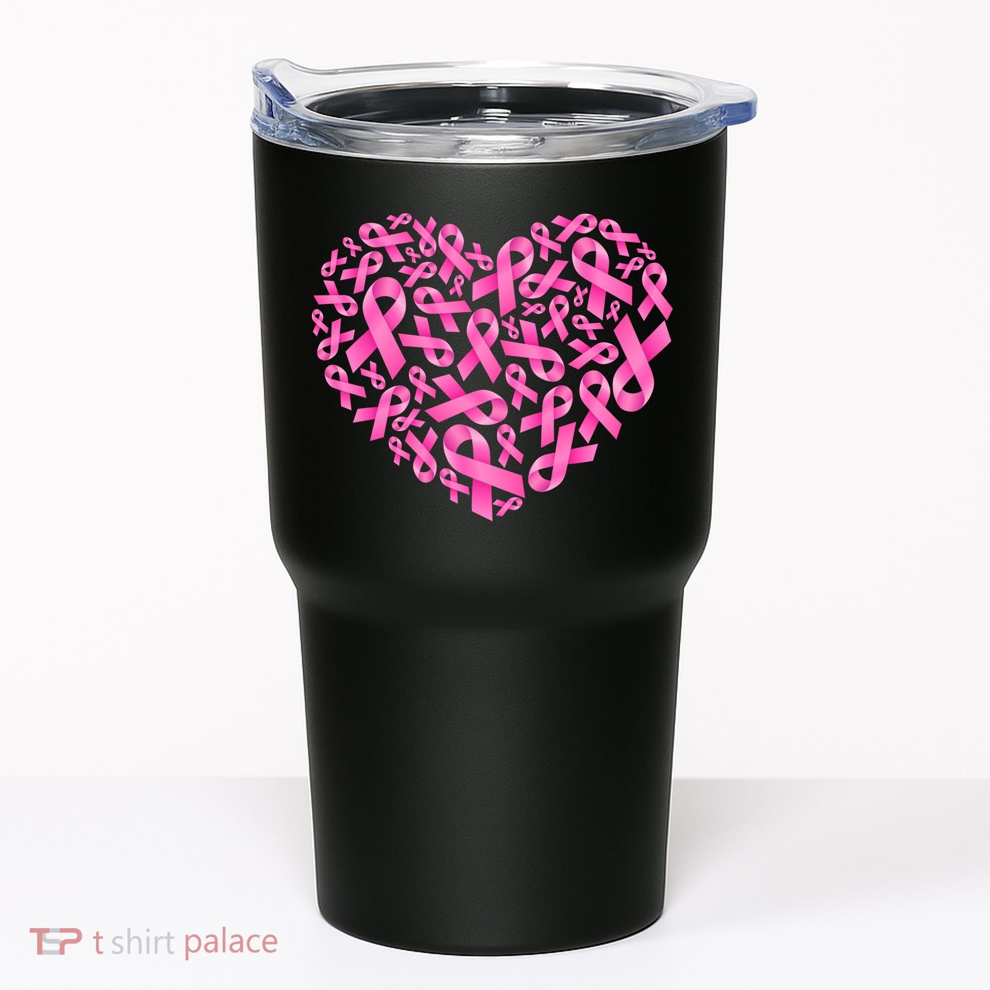 Breast Cancer Pink Ribbon Heart Tumbler