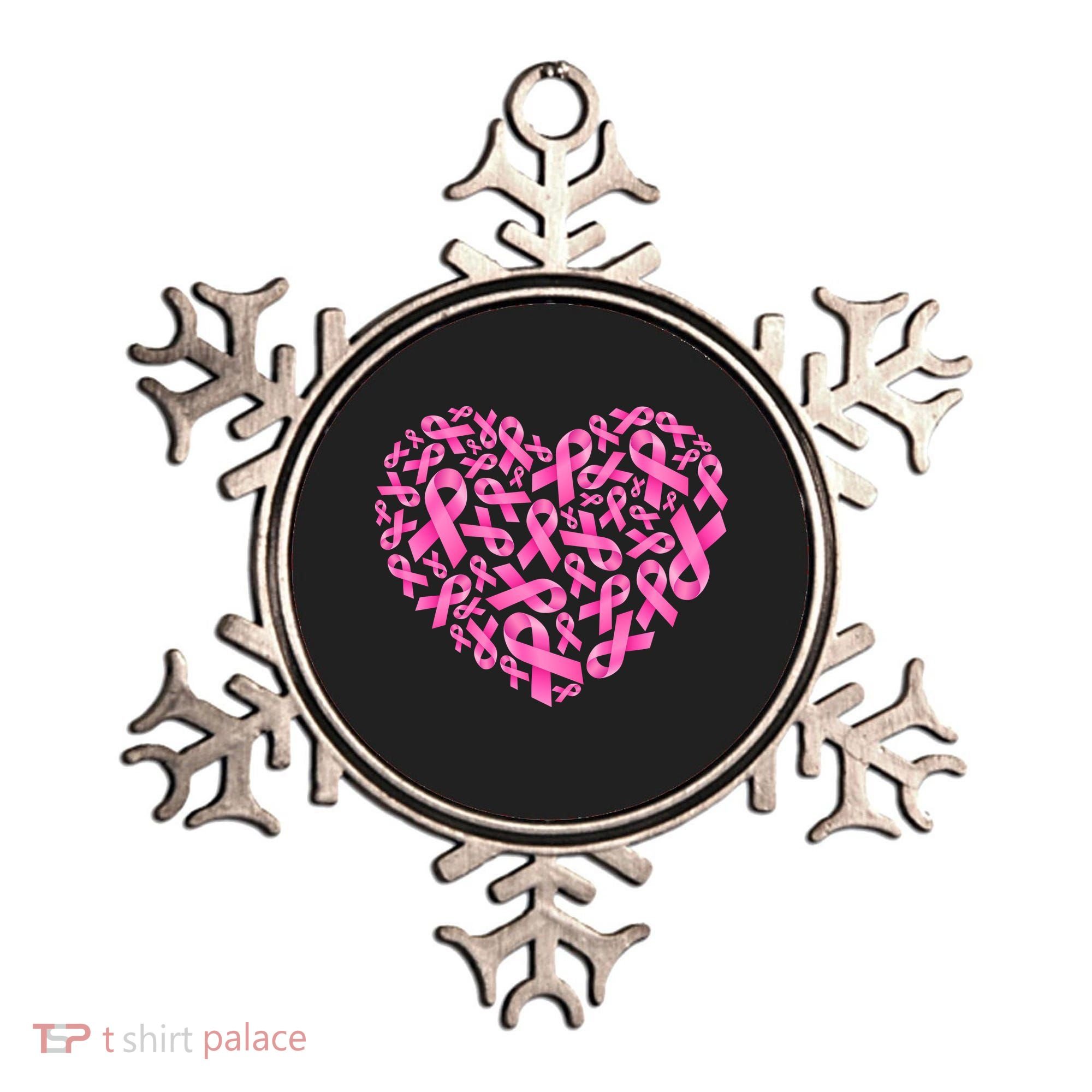 Breast Cancer Pink Ribbon Heart Ornament