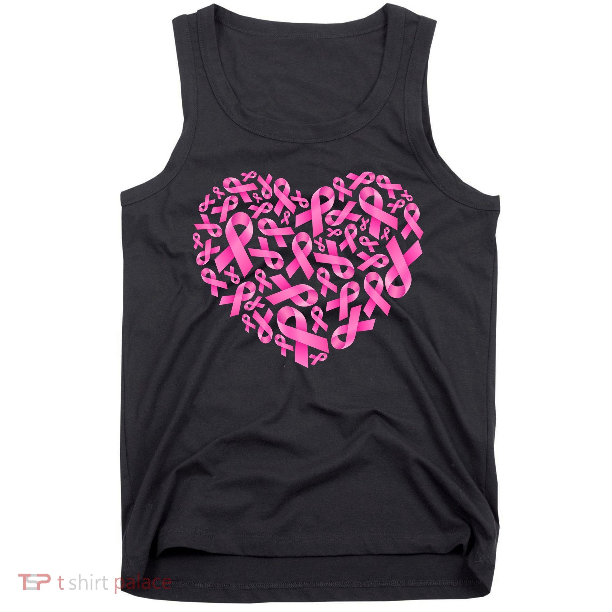 Breast Cancer Pink Ribbon Heart Tank Top