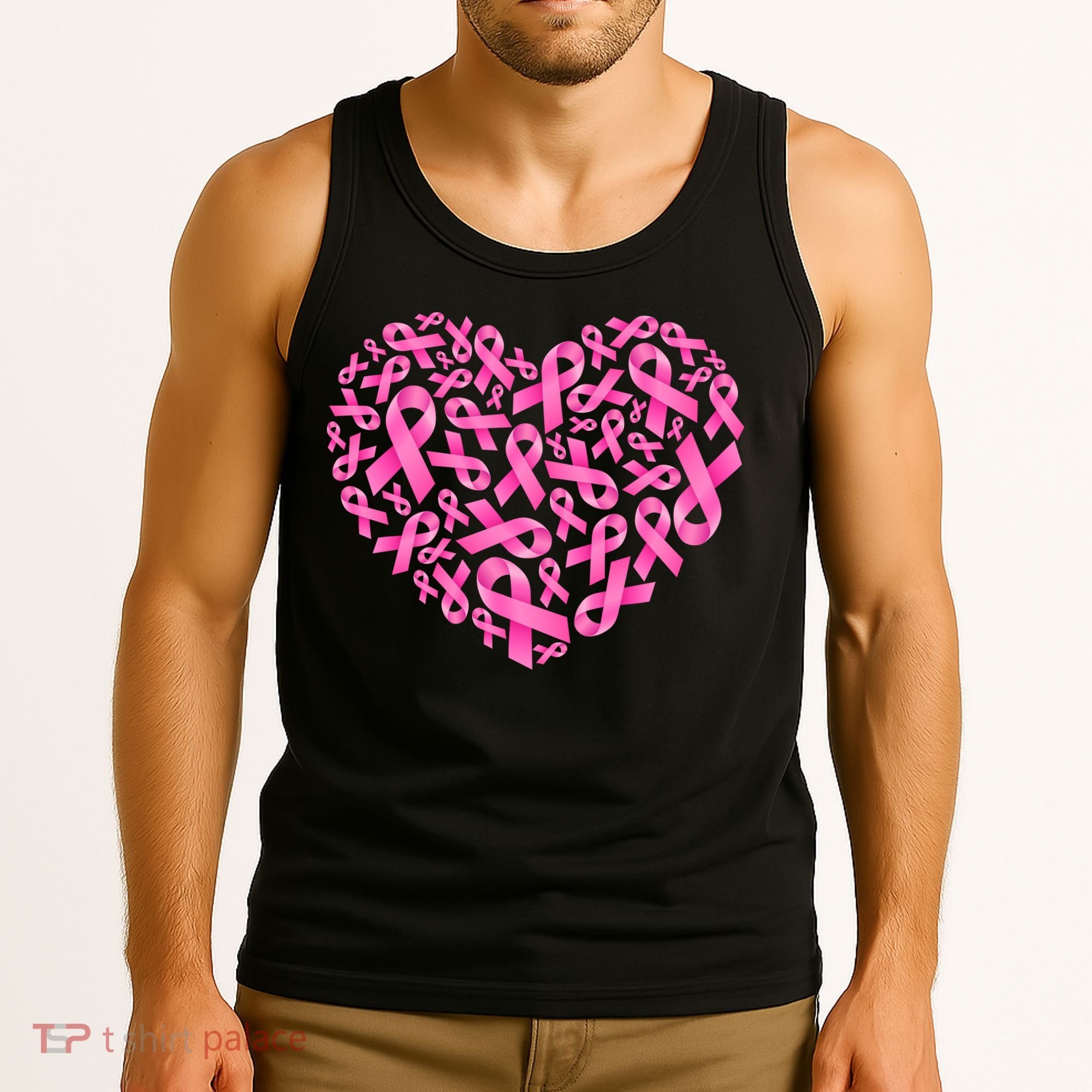 Breast Cancer Pink Ribbon Heart Tank Top