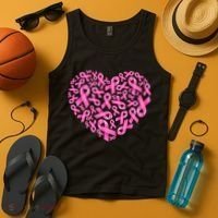 Breast Cancer Pink Ribbon Heart Tank Top thumb 4