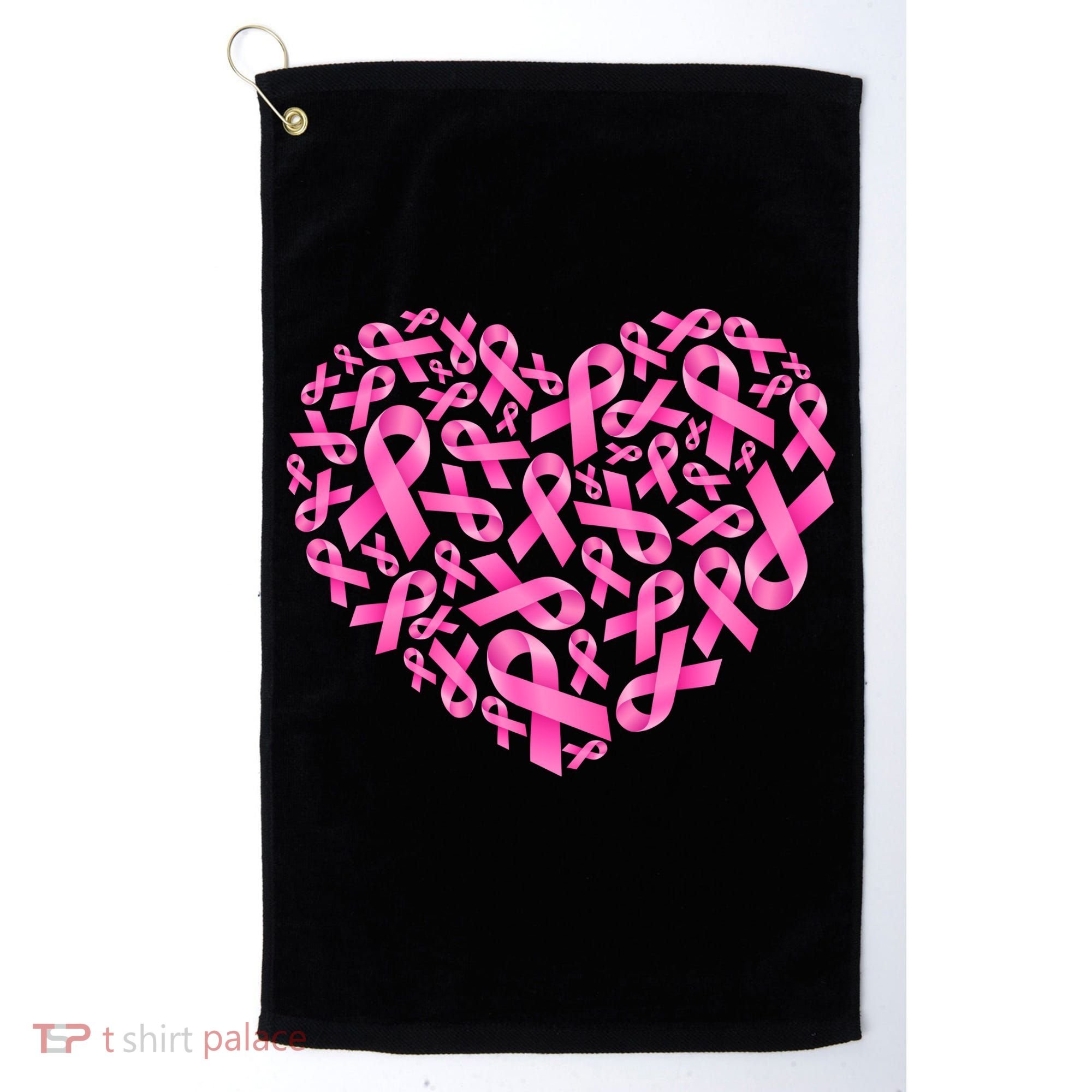 Breast Cancer Pink Ribbon Heart Golf Towel