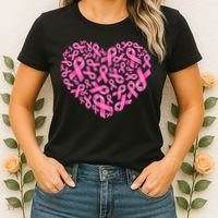 Breast Cancer Pink Ribbon Heart Women's T-Shirt thumb 2