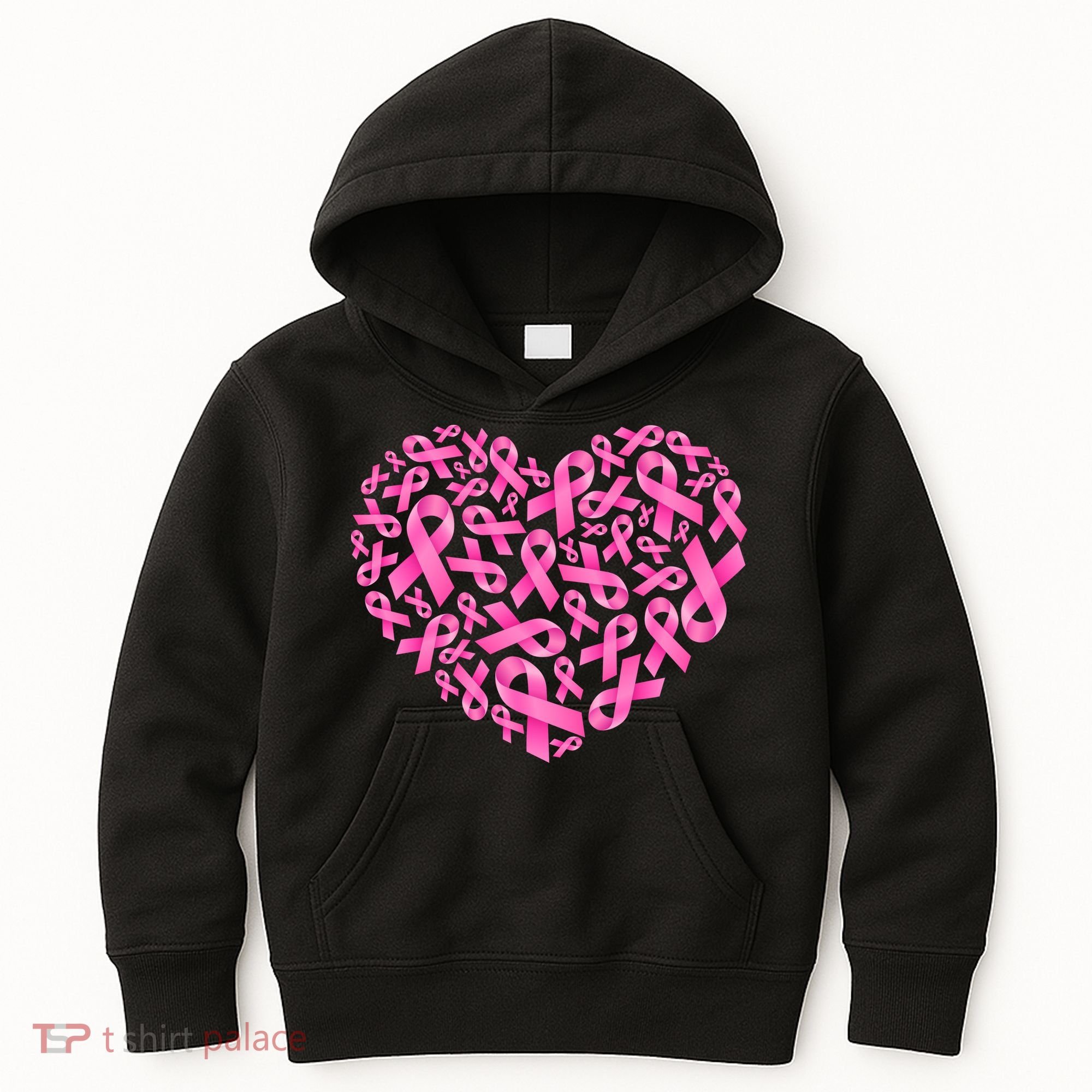 Breast Cancer Pink Ribbon Heart Kids Hoodie
