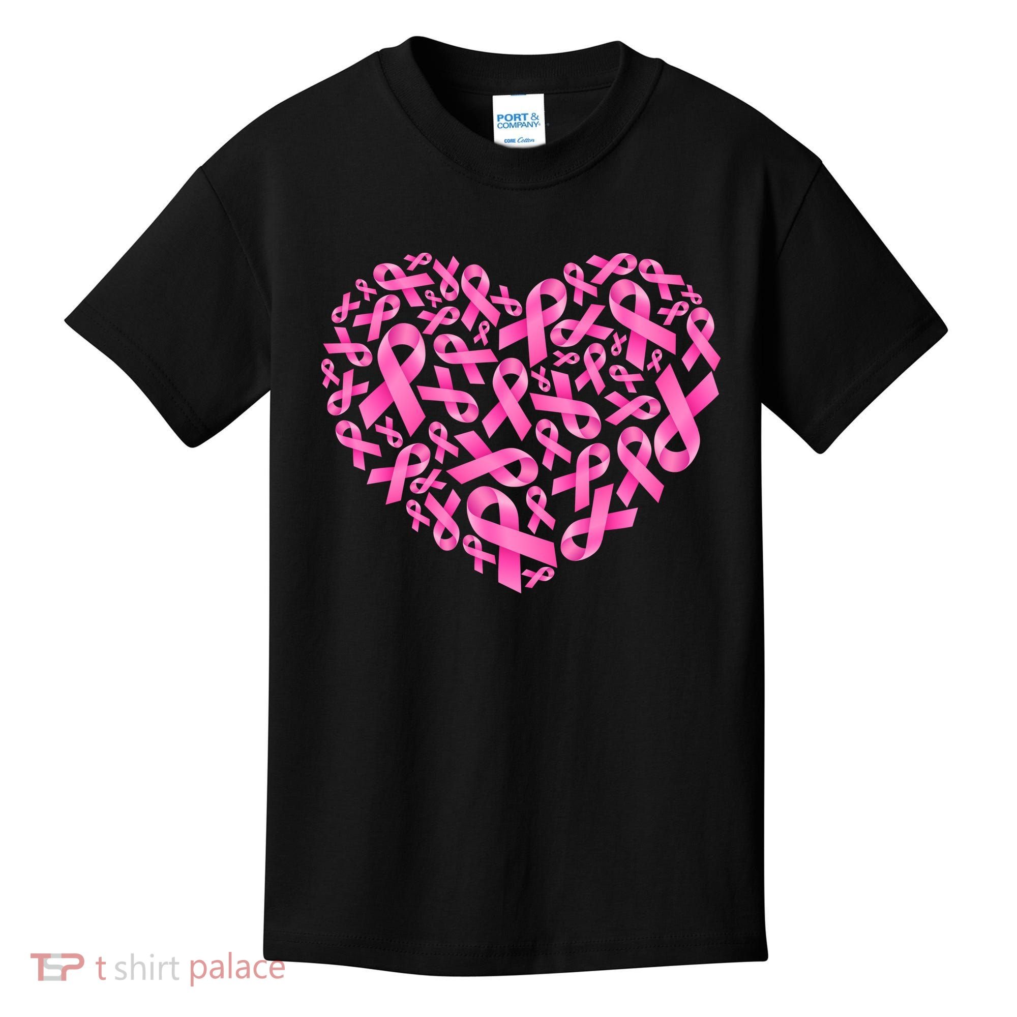 Breast Cancer Pink Ribbon Heart Kids T-Shirt