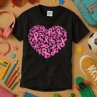 Breast Cancer Pink Ribbon Heart Kids T-Shirt thumb 3
