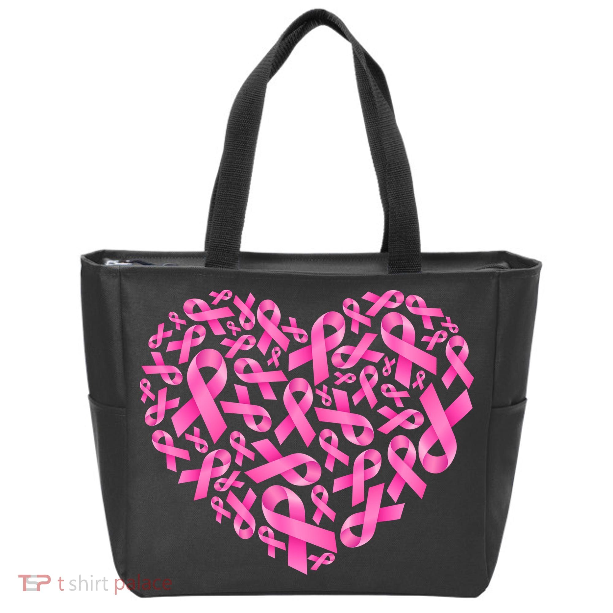 Breast Cancer Pink Ribbon Heart Tote Bag