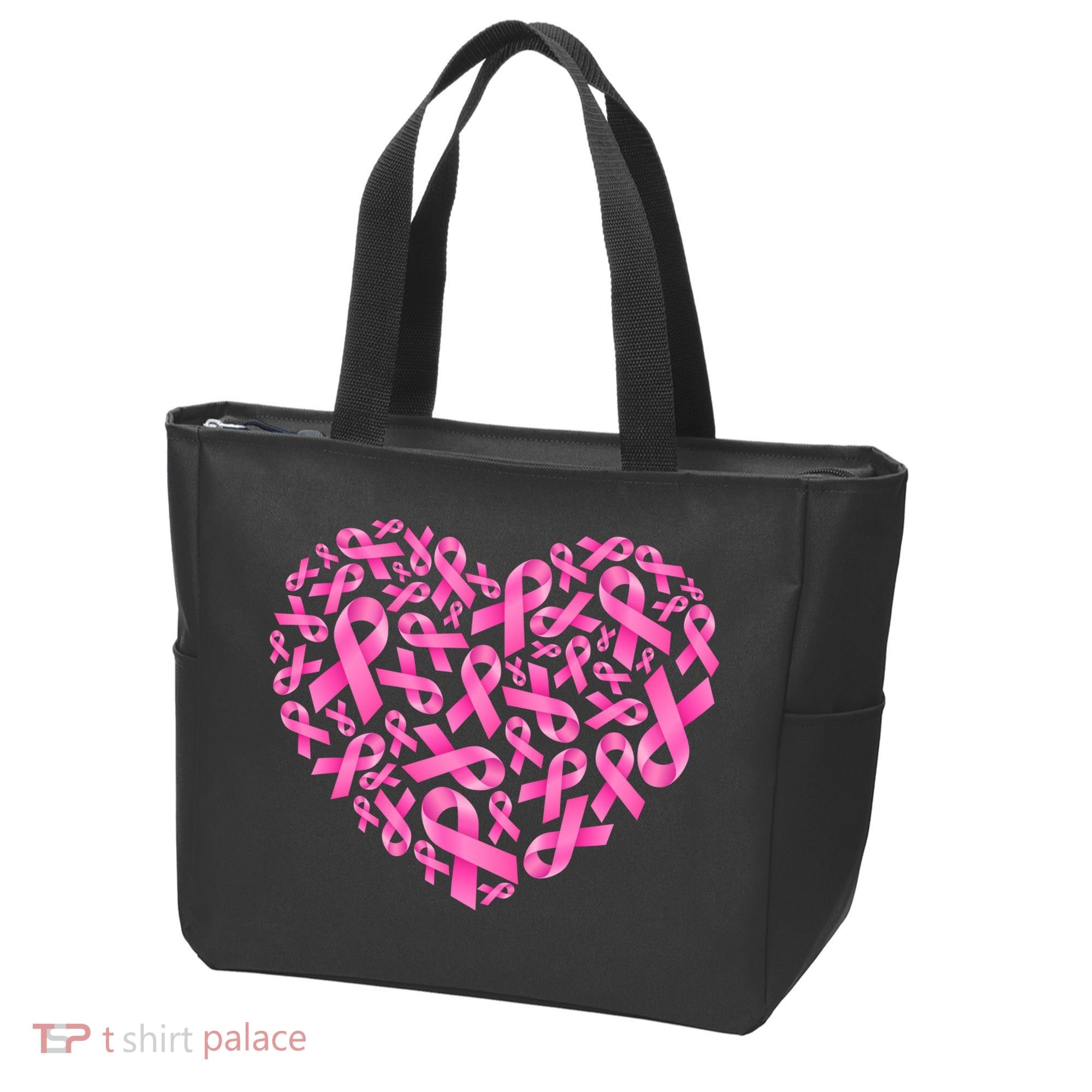 Breast Cancer Pink Ribbon Heart Tote Bag