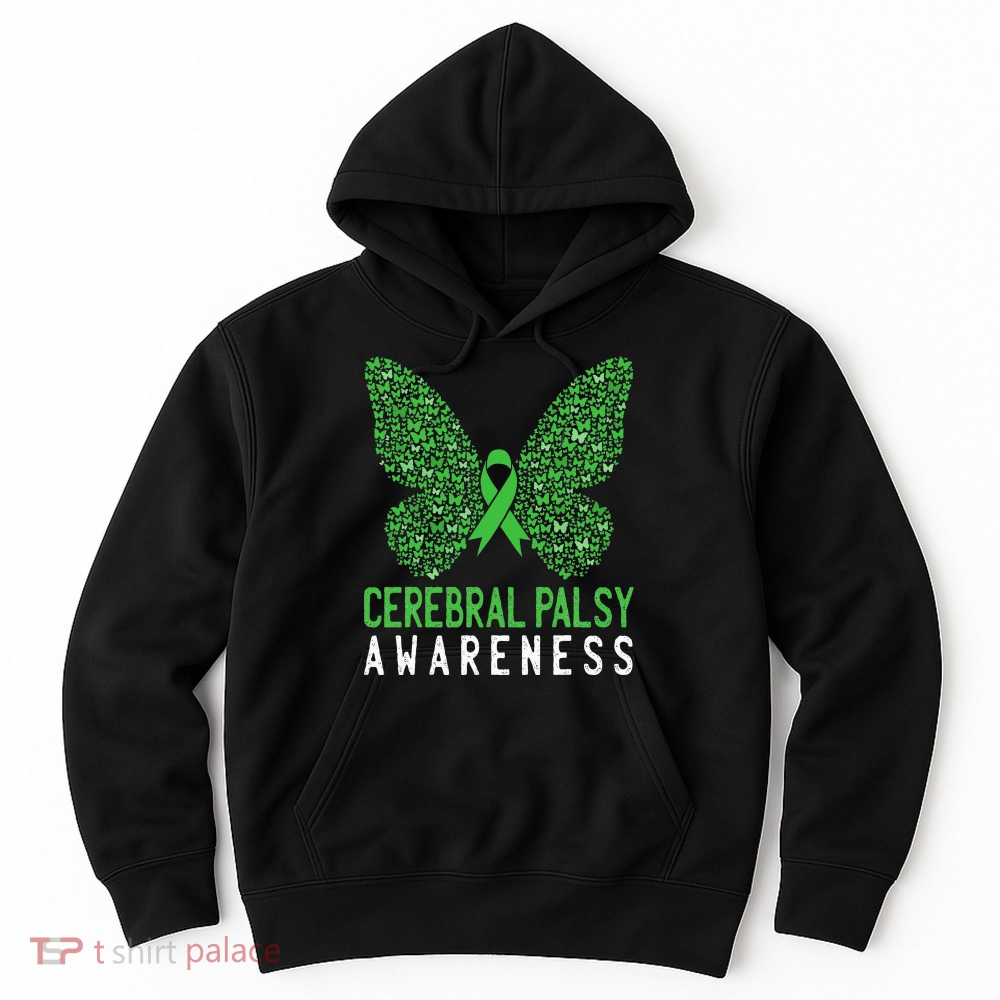 Butterfly Cerebral Palsy Awareness CP Green Ribbon Support Hoodie