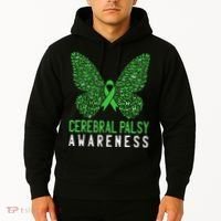 Butterfly Cerebral Palsy Awareness CP Green Ribbon Support Hoodie thumb 2