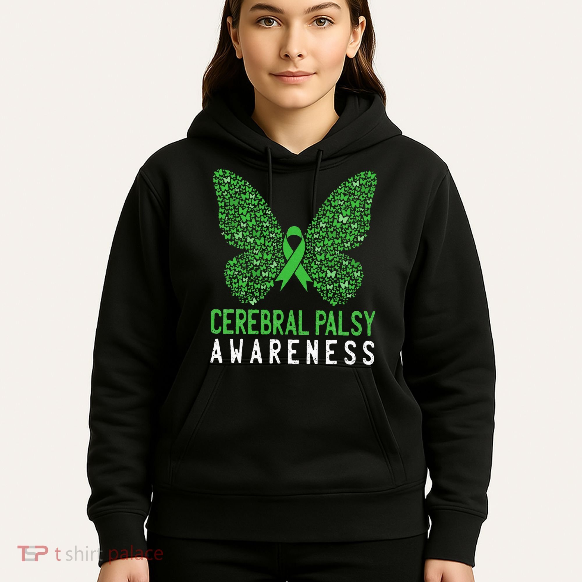 Butterfly Cerebral Palsy Awareness CP Green Ribbon Support Hoodie