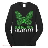 Butterfly Cerebral Palsy Awareness CP Green Ribbon Support Long Sleeve Shirt thumb 0