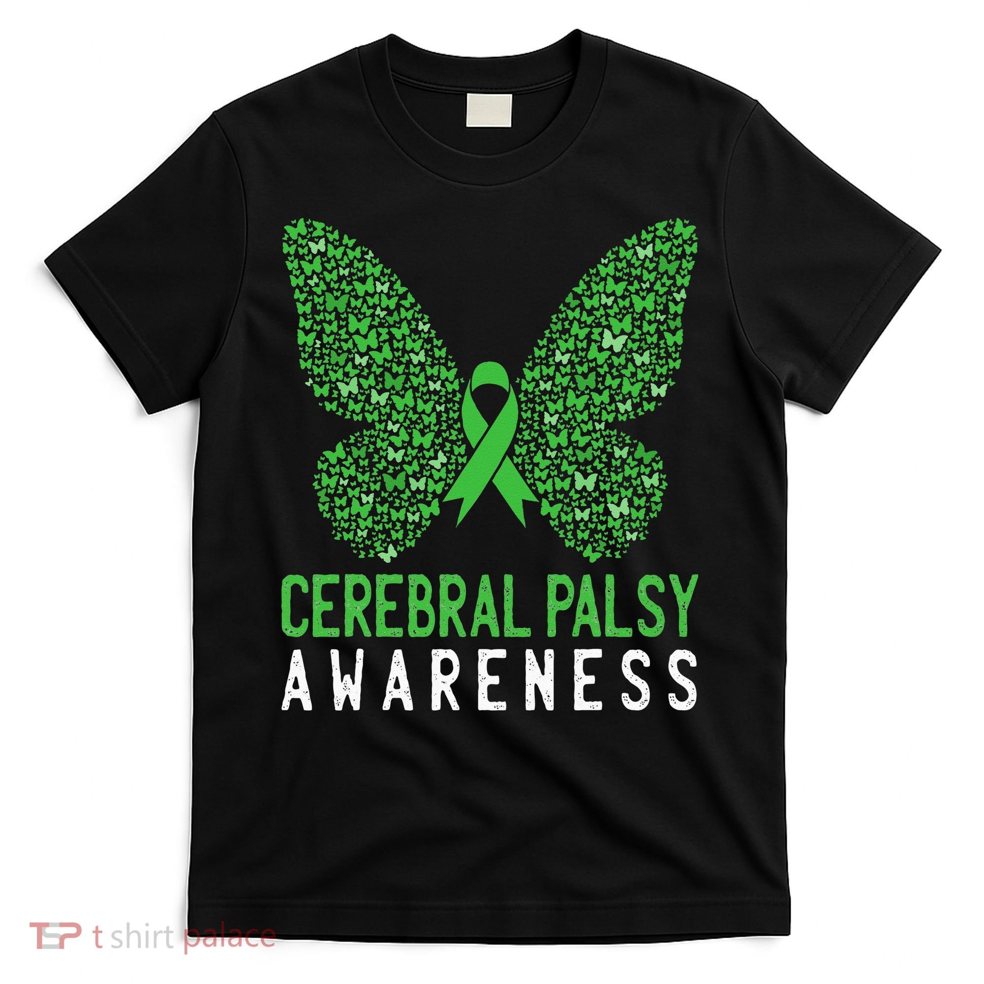 Butterfly Cerebral Palsy Awareness CP Green Ribbon Support T-Shirt