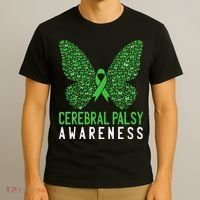 Butterfly Cerebral Palsy Awareness CP Green Ribbon Support T-Shirt thumb 3